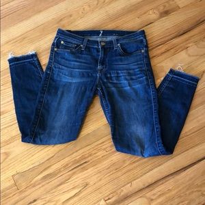7 For All Mankind Frayed Hem Skinny Ankle Jeans